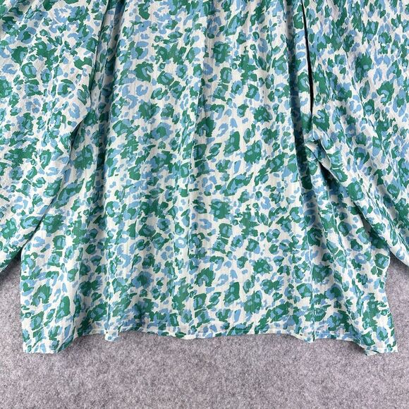 Karlie Blouse Top Womens L Colorful Leopard Print Boho Lined Blue Green Flowy* - Picture 9 of 15